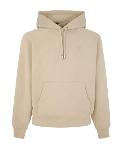 Ami Alexandre Mattiussi Ami De Coeur Long-sleeve Hoodie In Beige