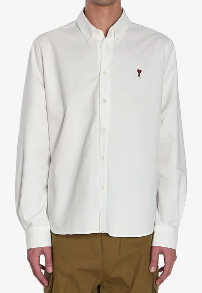 Ami Alexandre Mattiussi Ami De Coeur Long-sleeved Shirt In White