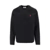 Ami Alexandre Mattiussi Black Crewneck Sweatshirt With Adc Embroidery In Cotton Blend Man In Black