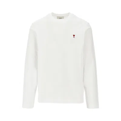 Ami Alexandre Mattiussi 'ami De Coeur' Long-sleeved T-shirt In White