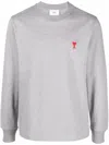 Ami Alexandre Mattiussi Round Collar And Long-sleeved T-shirt In Grey