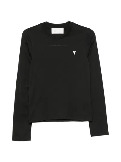 Ami Alexandre Mattiussi Ami De Coeur Cotton Long Sleeve T-shirt In Black