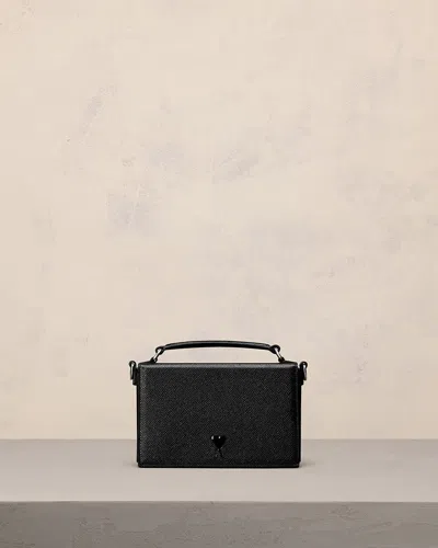AMI ALEXANDRE MATTIUSSI BLACK LEATHER AMI DE COEUR LUNCH BOX BAG BLACK