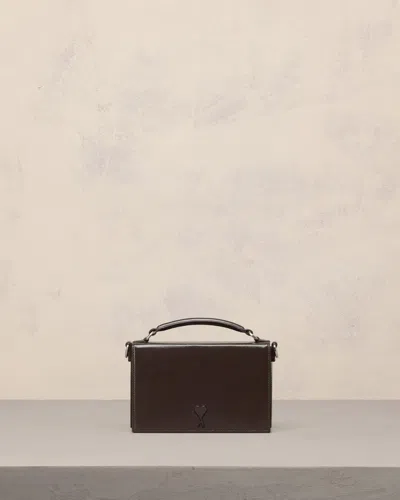 Ami Alexandre Mattiussi Ami De Caur-logo Leather Cross-body Bag In Dark Coffee
