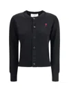 Ami Alexandre Mattiussi Wool Merinos Ami De Coeur Cardigan Knitwear Black In Black