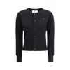 Ami Alexandre Mattiussi Wool Merinos Ami De Coeur Cardigan Knitwear Black In Black