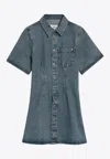 Ami Alexandre Mattiussi Mini Dress Ami De Coeur In Denim In Blue