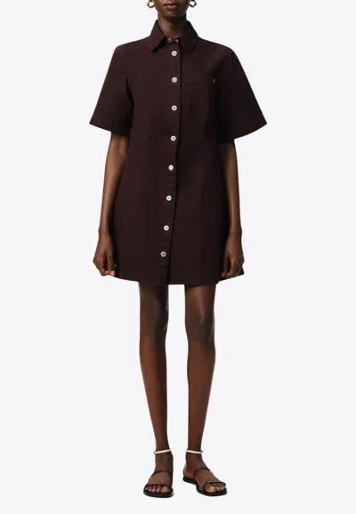 Ami Alexandre Mattiussi Ami De Coeur Mini Shirt Dress In Brown
