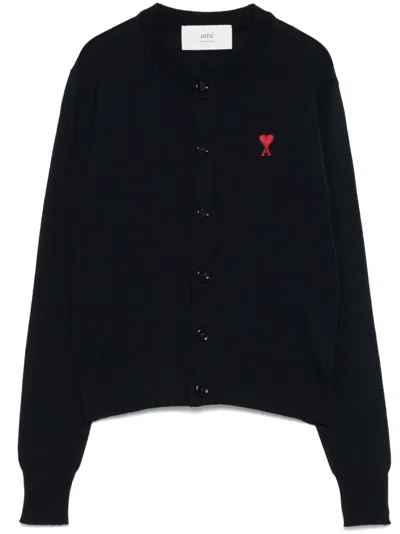 Ami Alexandre Mattiussi Ami De Coeur-motif Cardigan In Bleu Nuit