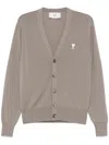 Ami Alexandre Mattiussi Classic Wool Cardigan With V-neckline And Button-down Front In Brown