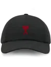 Ami Alexandre Mattiussi Casquette Broderie Ami Paris De Coeur Rouge In Black