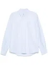 Ami Alexandre Mattiussi Blue & Off-white Cotton Cropped Oversized Shirt In Blue