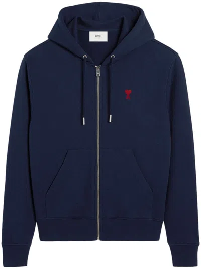 AMI ALEXANDRE MATTIUSSI AMI DE COEUR ZIPPED ORGANIC-COTTON HOODIE