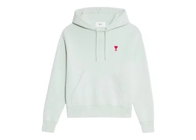 Pre-owned Ami Alexandre Mattiussi Ami De Coeur Organic Cotton Hoodie In Pale Green/red