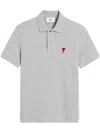 Ami Alexandre Mattiussi Ami Paris De Coeur Organic-cotton Polo Shirt In Grey
