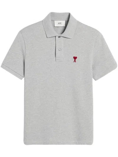 Ami Alexandre Mattiussi Ami Paris De Coeur Organic-cotton Polo Shirt In White