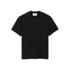 Ami Alexandre Mattiussi Ami Paris Men Black T-shirt With Ami De Coeur Embroidery On The Front In Cotton Man In Black