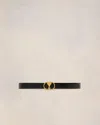 Ami Alexandre Mattiussi Ami De Coeur-buckle Leather Belt In Black/ Vibrated Brass