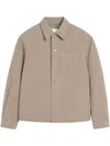 Ami Alexandre Mattiussi Beige Canvas Padded Ami De Coeur Overshirt Grey In Brown