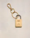 Ami Alexandre Mattiussi Ami De Coeur Padlock-detail Keyring In Brass Brush