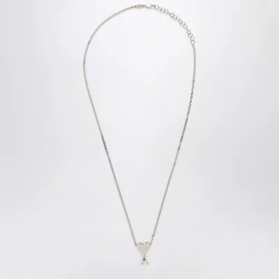 Ami Alexandre Mattiussi Ami De Coeur Palladium Necklace In Brown