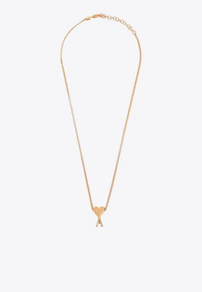 Ami Alexandre Mattiussi Ami De Coeur Palladium Necklace In Gold