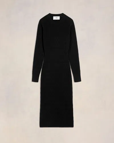Ami Alexandre Mattiussi Lapel Long Sleeve Dress In Black