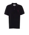 Ami Alexandre Mattiussi Ami Paris Men Black Polo Shirt With Adc Embroidery At The Front In Cotton Man In Black