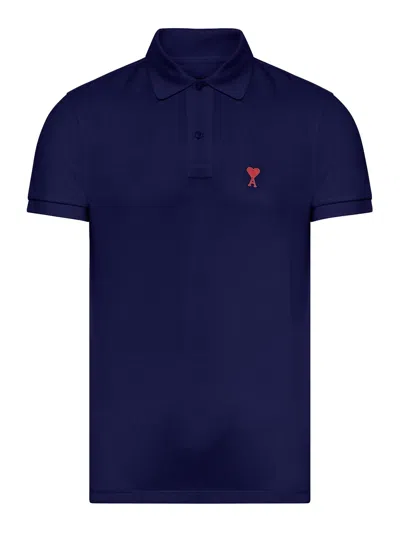 Ami Alexandre Mattiussi Ami Paris Ami Paris De Coeur Cotton Polo Shirt In Blue