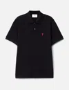 Ami Alexandre Mattiussi Ami Paris Black Ami De Coeur Polo Shirt In Black