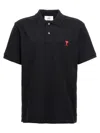 Ami Alexandre Mattiussi Ami Paris Men Black Polo Shirt With Adc Embroidery At The Front In Cotton Man In Black