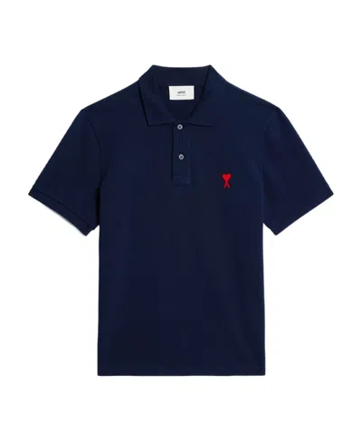 Ami Alexandre Mattiussi Ami Paris Ami Paris De Coeur Cotton Polo Shirt In Blue