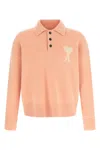 Ami Alexandre Mattiussi Ami Paris Powder Pink Ami De Coeur Polo Sweater Men In Pink