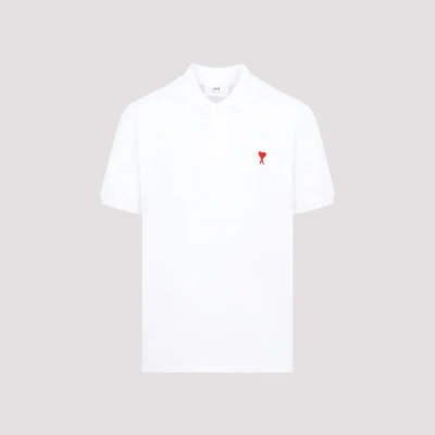 Ami Alexandre Mattiussi Ami Paris Men Cotton Polo Shirt With Iconic Embroidery In White