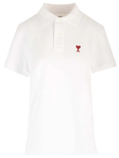 Ami Alexandre Mattiussi Ami De Coeur Polo Shirt White