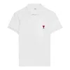 Ami Alexandre Mattiussi White Logo Embroidery Polo Shirt In White