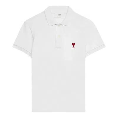 Ami Alexandre Mattiussi Ami Paris Men Cotton Polo Shirt With Iconic Embroidery In White