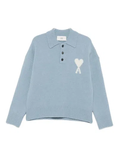 Ami Alexandre Mattiussi Ami De Coeur Polo Sweatshirt In Blue