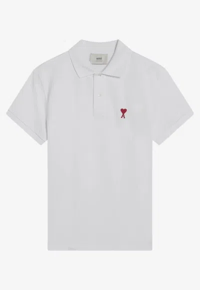 Ami Alexandre Mattiussi Ami Paris Regular Fit Polo With Ricamo Logo In White