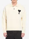 Ami Alexandre Mattiussi Ami De Caur Virgin Wool Polo Sweater In Neutral