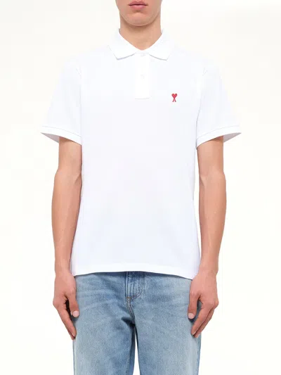 Ami Alexandre Mattiussi Ami De Coeur Polo In White