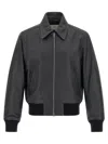 Ami Alexandre Mattiussi Mens Anthracite Regular-fit Spread-collar Leather Jacket In Black