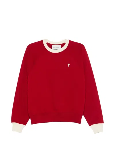 Ami Alexandre Mattiussi Ami De Coeur Raglan-sleeve Sweater In Red