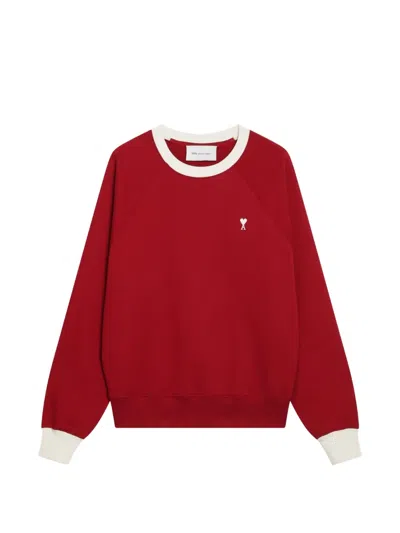 Ami Alexandre Mattiussi Ami De Coeur Raglan-sleeve Sweatshirt In Red