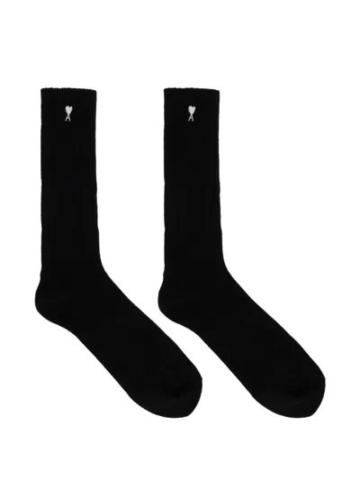 Ami Alexandre Mattiussi Ami De Coeur Ribbed Socks (set Of Three) In Black