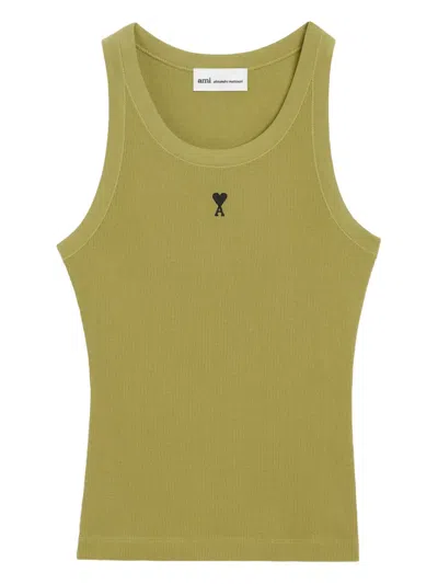 Ami Alexandre Mattiussi Ami De Coeur Ribbed Tank Top In Green