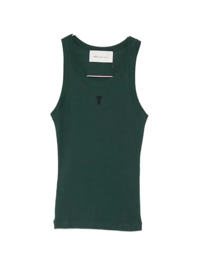 Ami Alexandre Mattiussi Ami De Coeur Ribbed Tank Top In Green