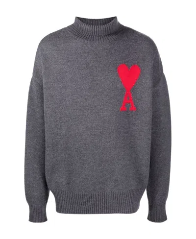 Ami Alexandre Mattiussi Ami De Coeur Roll-neck Jumper In Black