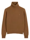 Ami Alexandre Mattiussi Ami Roll-neck Sweater With Ribbed Texture In Brown