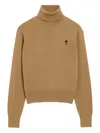 Ami Alexandre Mattiussi Brown Wool Ami De Coeur Turtle Neck Sweater Brown In Multi